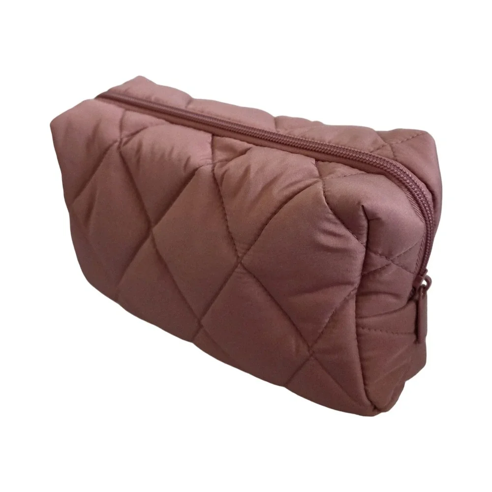 Ulta‎ Dusty Rose Quilted Puffer Makeup Bag Zipper Cosmetic Travel Pouch Pink